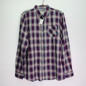 Brunswick Garments Shirt Mens Medium Button Down Plaid Cotton Long Sleeve